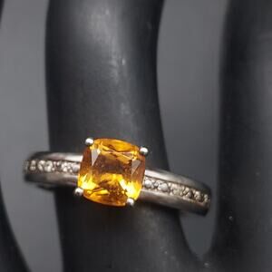 Lorenzo Citrine 925 Sterling Silver Ring Size 6 Stackable Yellow Gemstone
